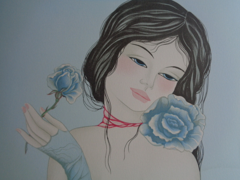 MARA TRAN LONG, HANDGESIGNEERDE KLEURENLITHO, Nu Ã�ï¿½ La Rose kopen? Bied vanaf 19!