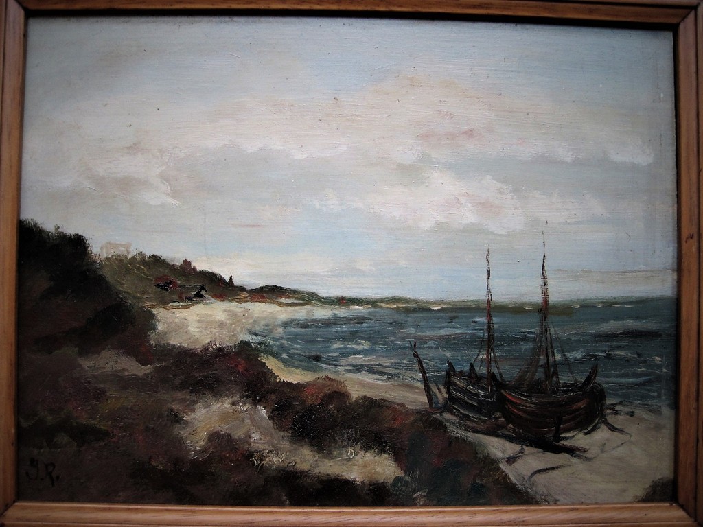 Interessant circa 1930 olieverf landschap "sloepen op het strand" monogram YR kopen? Bied vanaf 1!