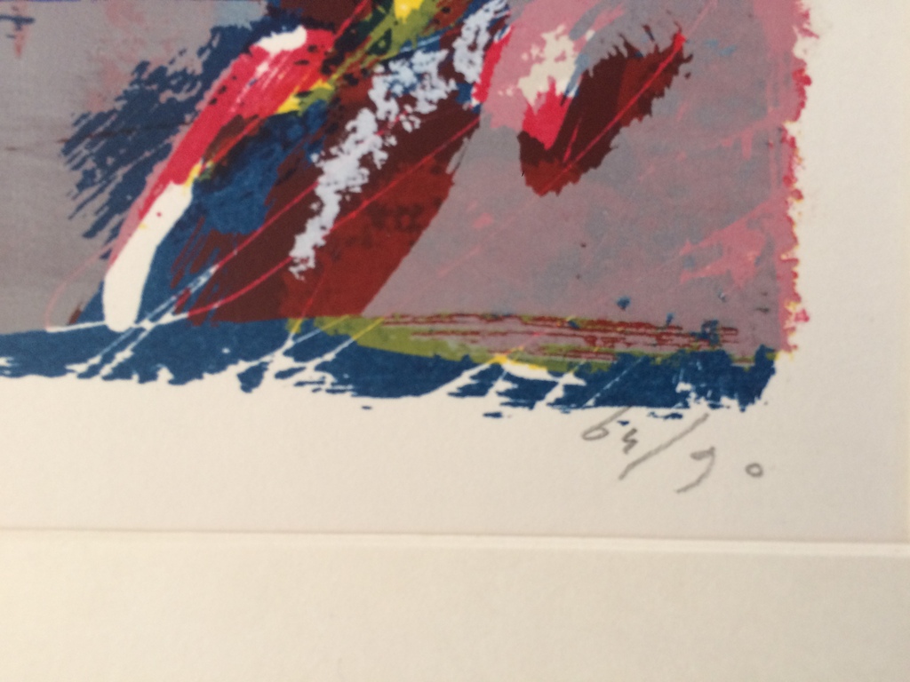 Piet Warffemius, kleurrijke zeefdruk 'Stage':64/90 kopen? Bied vanaf 40!