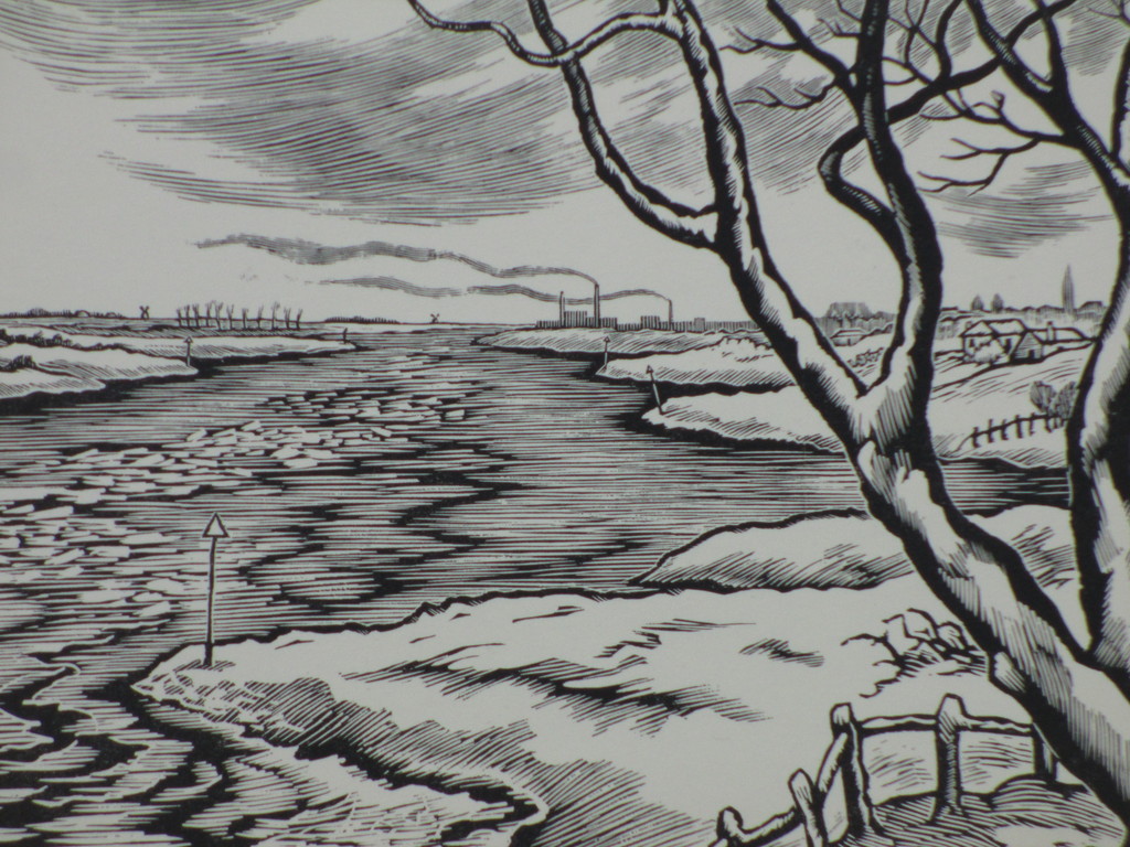 Thijs Mauve, Winter aan de Nederrijn, Houtgravure kopen? Bied vanaf 25!