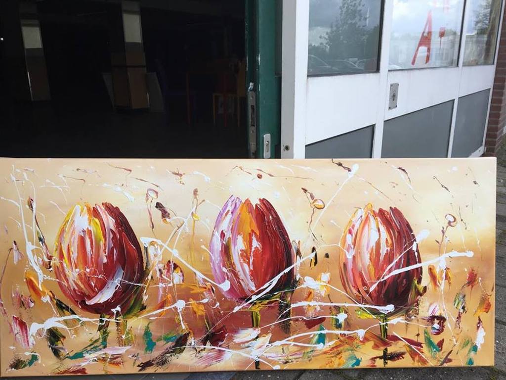 Gena - Tulpen - Acrylverf op doek - Gesigneerd -2017 kopen? Bied vanaf 250!