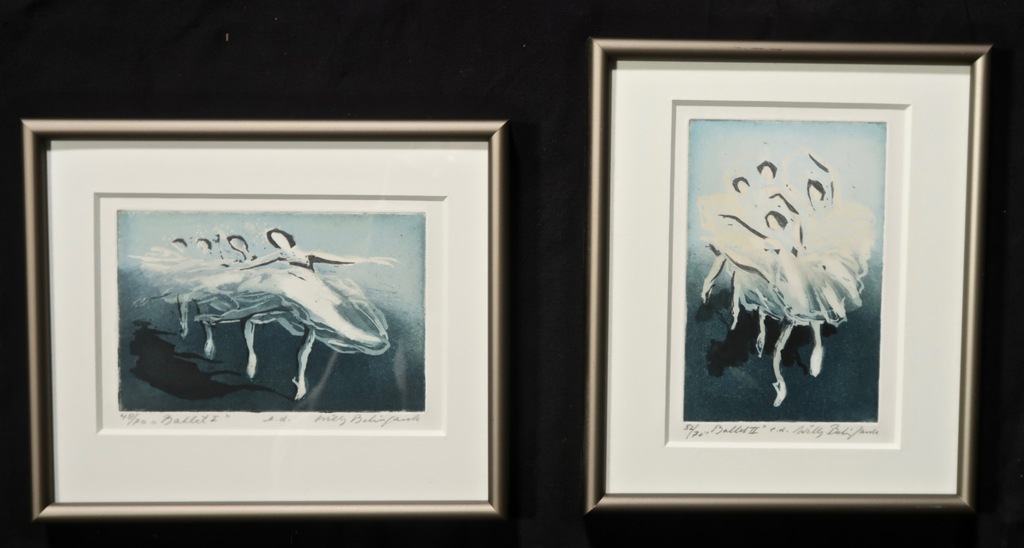 Lot met 2 werken van Willy Belinfante: Ets, Ballet I..kleine lijstjes verkocht voor € 55!