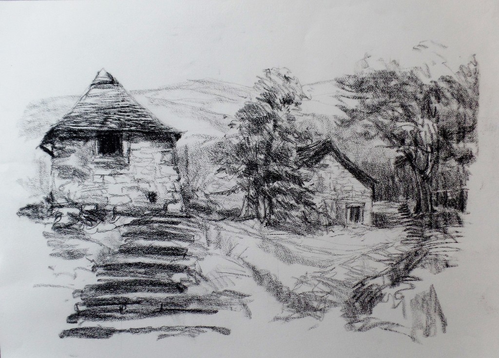 Cees Heuff 1933-1993  -  3x Tekening  -  Landschappen kopen? Bied vanaf 5!