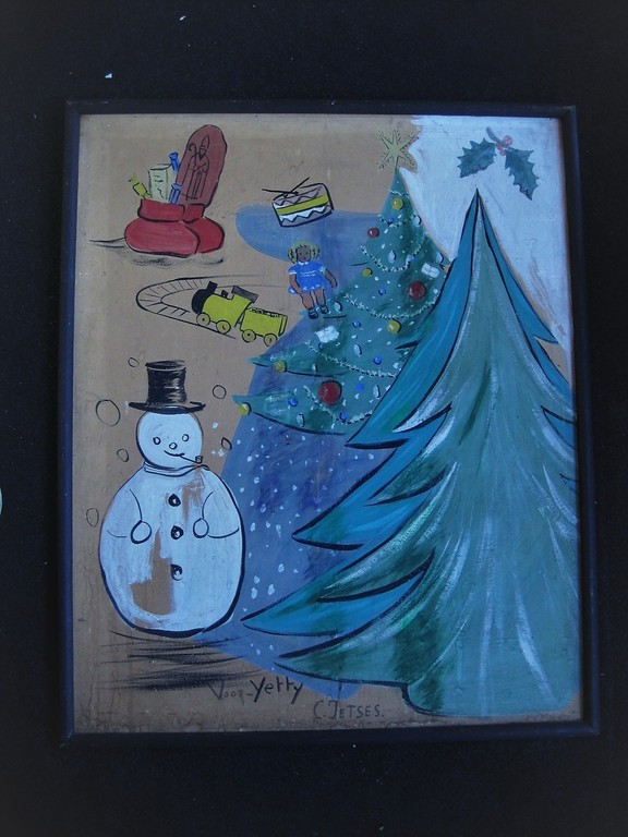 UNIEK! groot "Sinterklaas en Kerst" schilderij van Cornelis "Ot & Sien" Jetses ! kopen? Bied vanaf 1!