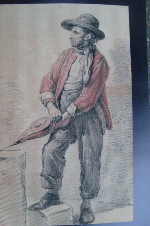 Bruno van Straaten, tekening, vuur makende man verkocht voor € 95!