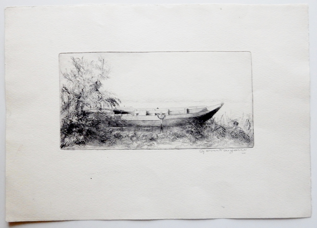 Gerrit de Jong (1905-1978) - ets Bootje op meer kopen? Bied vanaf 1!