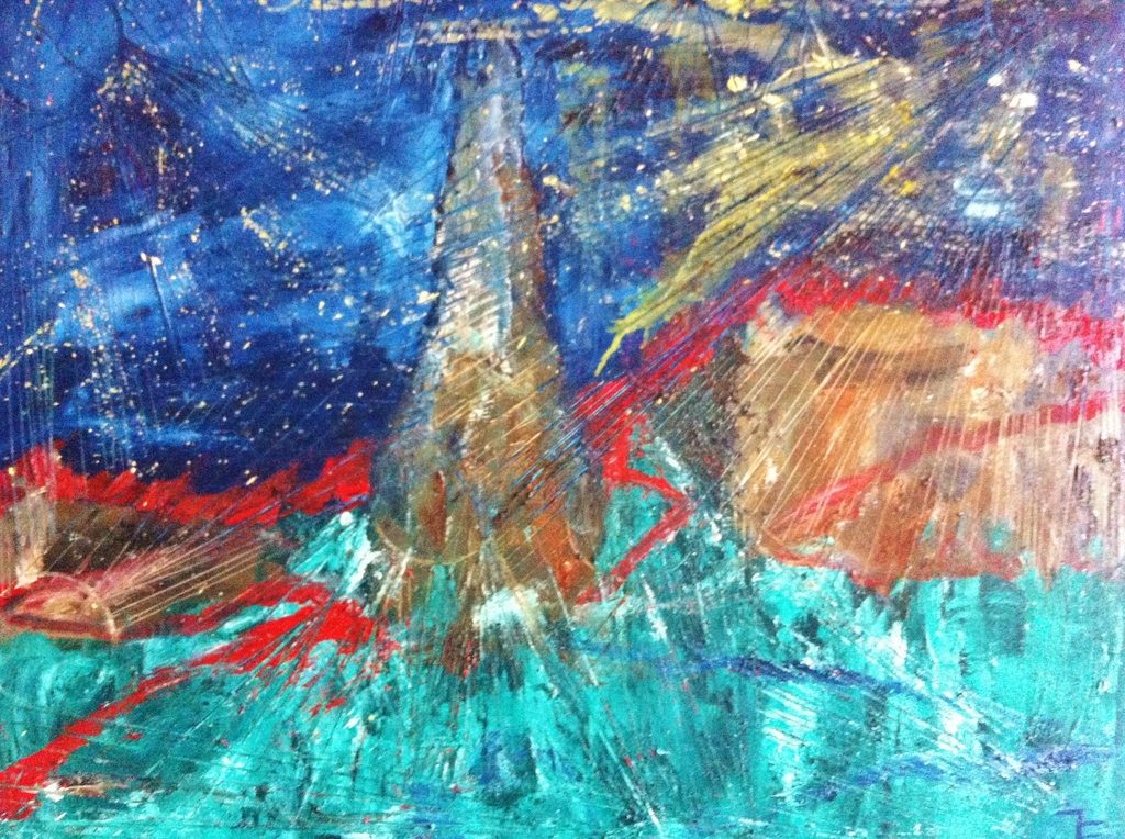 "Falling Stars.." John Foppen - Olieverf op- 3D Canvas - Gesign.- Unica - groot. verkocht voor € 159!