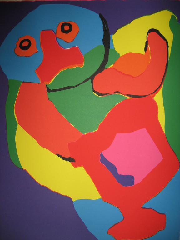 Karel Appel: Kleurenlitho - 'Dansende man' - 1970 verkocht voor € 450!