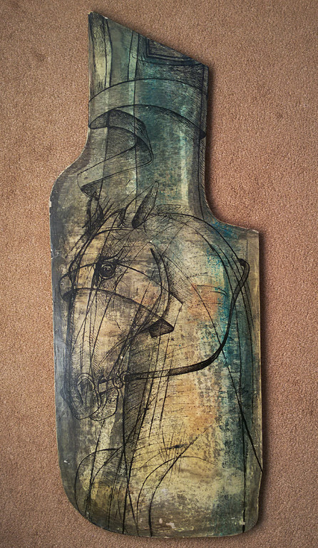 Frits van Eeden - Paardenhoofd, gemengde techniek op paneel kopen? Bied vanaf 1!