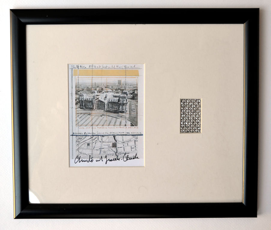 Christo- caollage Reichstag handgesigneerd- ingelijst en plexiglas- FREE ship verkocht voor € 175!