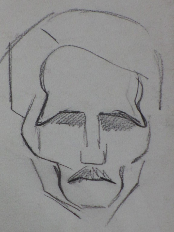 Louis Heymans, Mansportret (Zelfportret?), Tekening kopen? Bied vanaf 40!