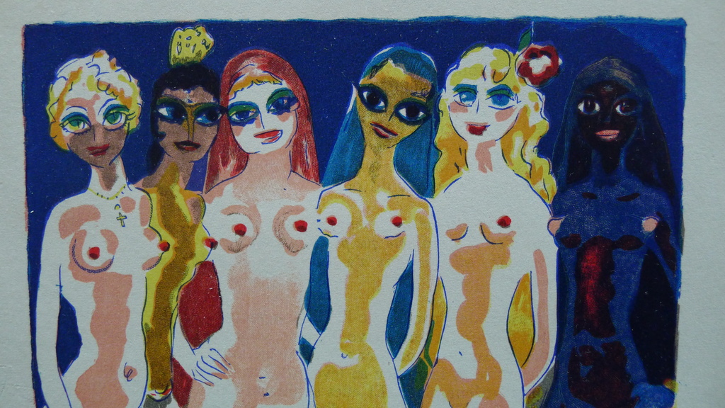 Kees van Dongen, houtgravure : ' Les six Adolescentes', 1955, 1001 nacht kopen? Bied vanaf 75!