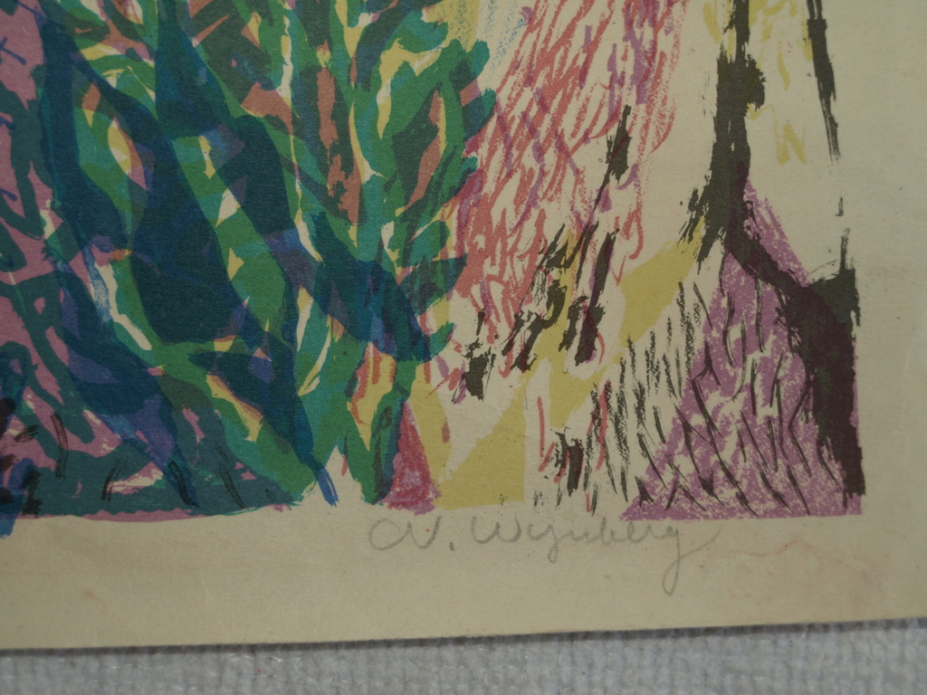 Nicolaas Wijnberg (1918-2006) – Kleurenlitho – Dorpsgezicht – Gesigneerd - 1947 kopen? Bied vanaf 50!