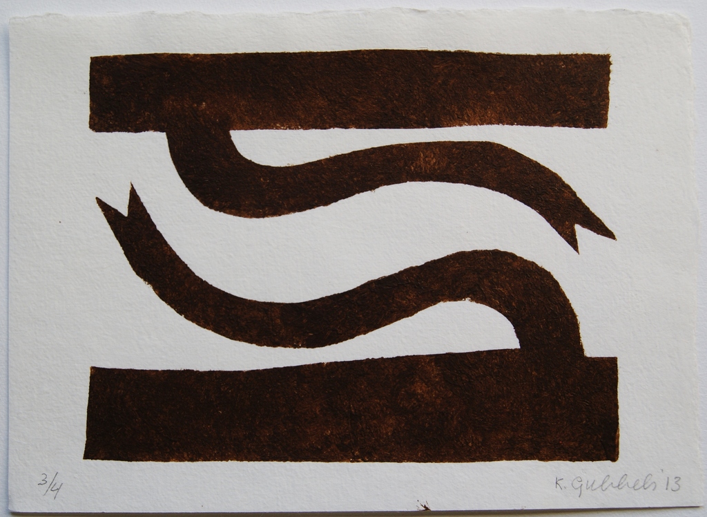 Klaas Gubbels sjabloondruk 'Gespiegeld' - 2013 - oplage 4 ex. verkocht voor € 295!