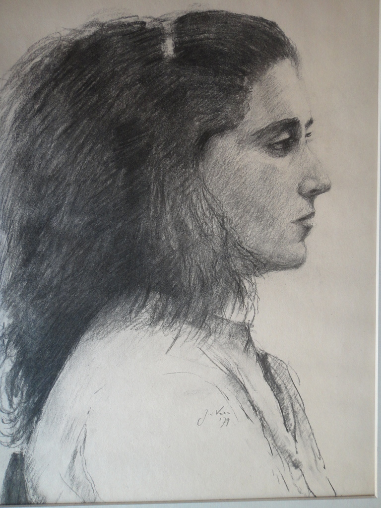 Jaap van Veen, tekening, jaren '70-portret van onbekende vrouw 'en profil' kopen? Bied vanaf 1!