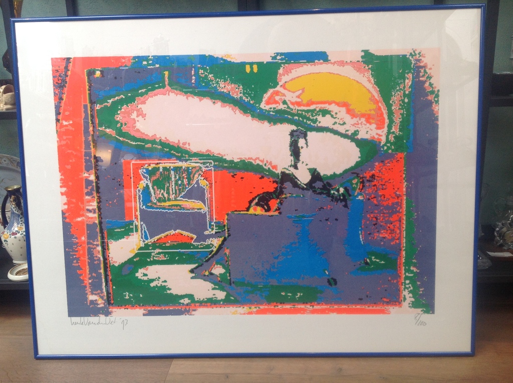 Henk van der Vet, zeefdruk, Dame achter kansel kopen? Bied vanaf 175!