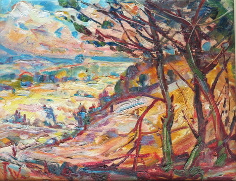 Frans van Veen - Impressionistisch Berglandschap - olieverf op paneel -ingelijst verkocht voor € 71!