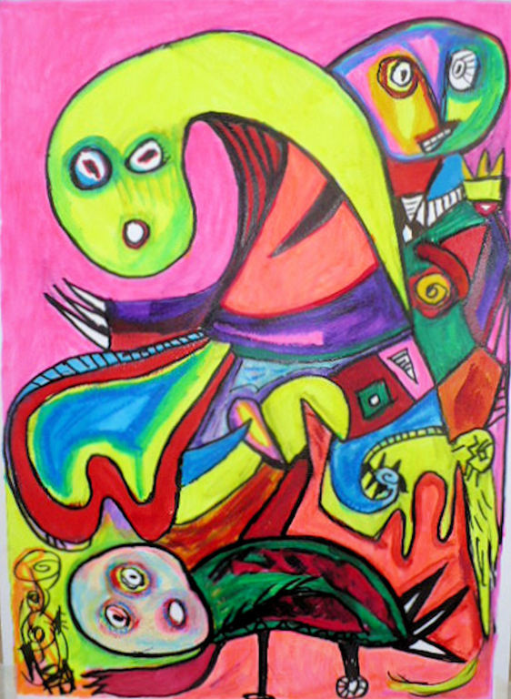 william remory-gemengde techniek op papier. de ontmoeting, plus Certificaat verkocht voor € 80!