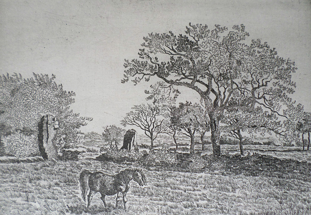 Gerard Lutz - Engelsch Landschap, ets (mooi ingelijst) verkocht voor € 40!