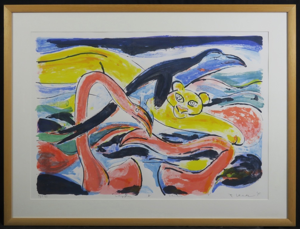 Anton Vrede: Zeefdruk, Slippin and slidin - Ingelijst (Groot) verkocht voor € 50!