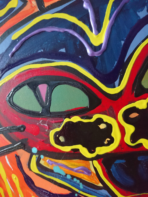 Zippora meijer  Energetic Cat  acryl op 3D doek 50/50 cm kopen? Bied vanaf 1!