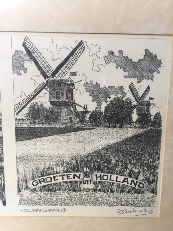 Gerrit Jan Groote Willink - Lijnets 1/5-13 1977 - Hollandslandschap kopen? Bied vanaf 1!