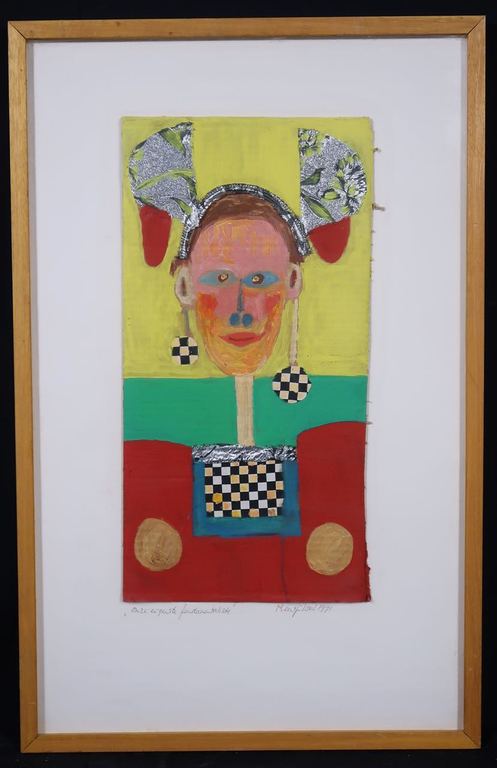 Meertje Kaal: Collage en olieverf op karton, Onze eigenste... - Ingelijst verkocht voor € 35!