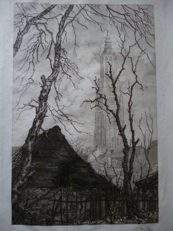 Toon de Jong - ets - O.L.V.Toren Amersfoort kopen? Bied vanaf 35!