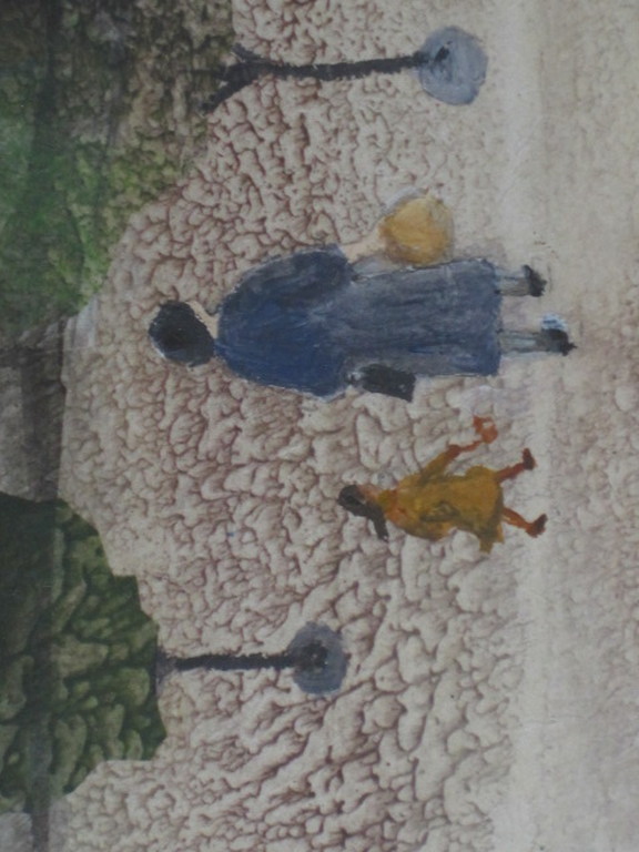monogram JMM - aquarel/pastel "Parijs - personen op plein" omstreeks 1950  kopen? Bied vanaf 1!