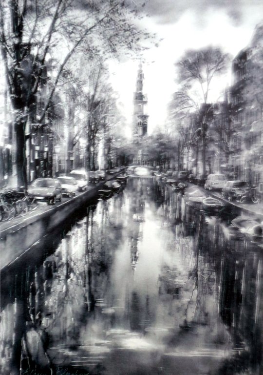 Elena Polyakova:   Amsterdam, Gemengde techniek verkocht voor € 90!