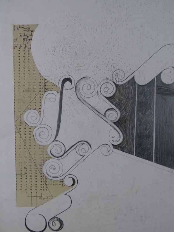 Patty Struik: Potlood en collage, Zonder titel (skelet) kopen? Bied vanaf 1!