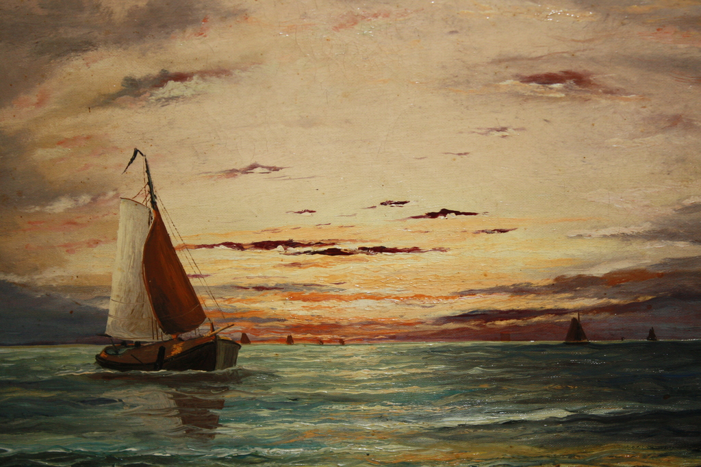 HA JAARSMA  - ZEEGEZICHT BIJ ZONLICHT met ZICHT OP VUURTOREN kopen? Bied vanaf 350!