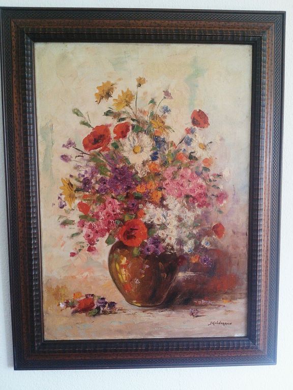 Jan Kelderman, Bloemstilleven, olieverf op doek (50 x 70cm) kopen? Bied vanaf 55!