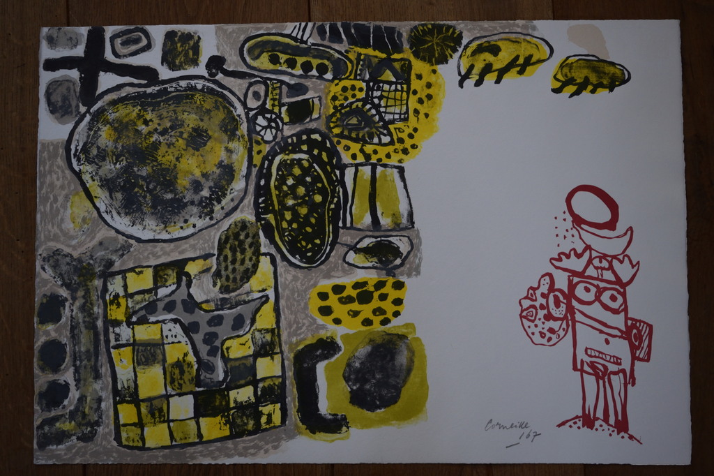 Corneille - Kleurenlitho - Femme de Nuit et d'aube - 1967 verkocht voor € 350!