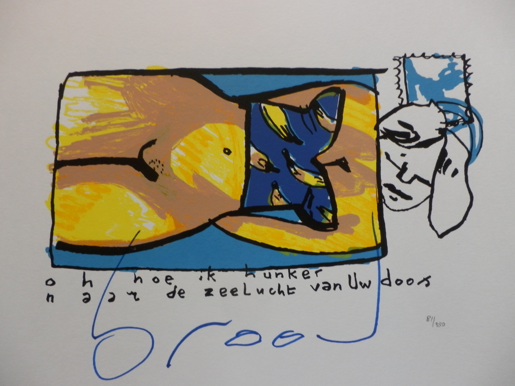 HERMAN BROOD, Gelimiteerde en HANDGESIGNEERDE Zeefdruk  ZEELUCHT kopen? Bied vanaf 175!