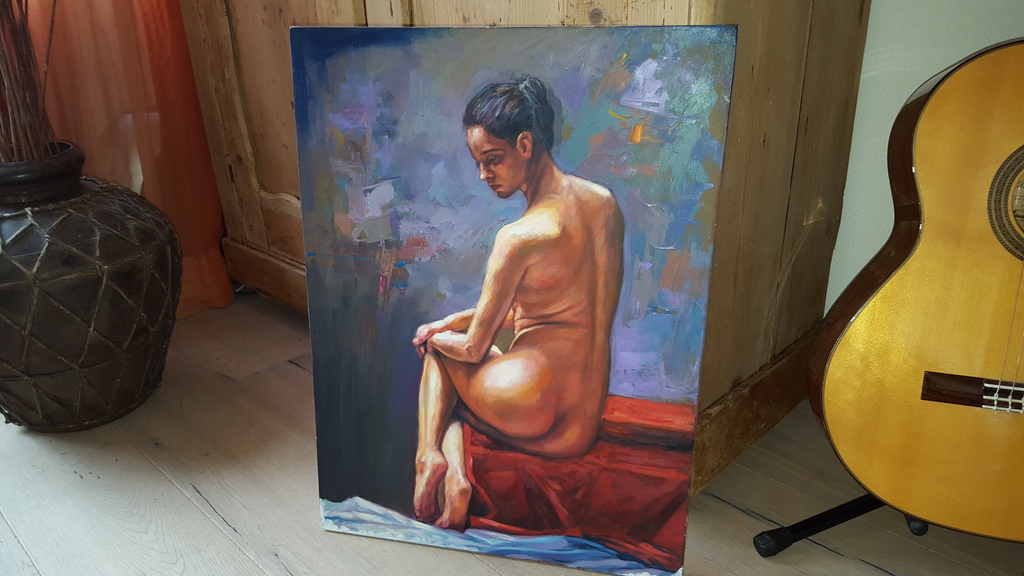 Naakte dame - acryl op doek (45cm x 60cm) kopen? Bied vanaf 95!