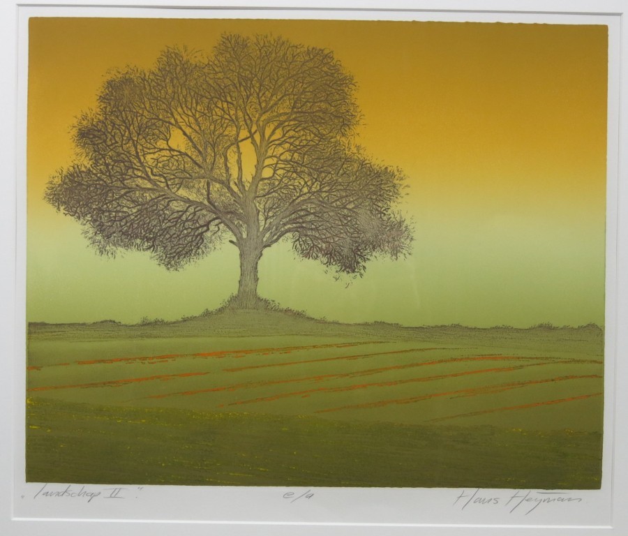 Hans Heijman: Ets, Landschap II -Ingelijst verkocht voor € 70!