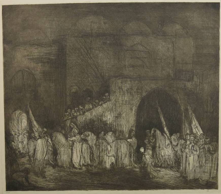 Marius Bauer: Ets, Een Perzisch Feest (groot) verkocht voor € 250!