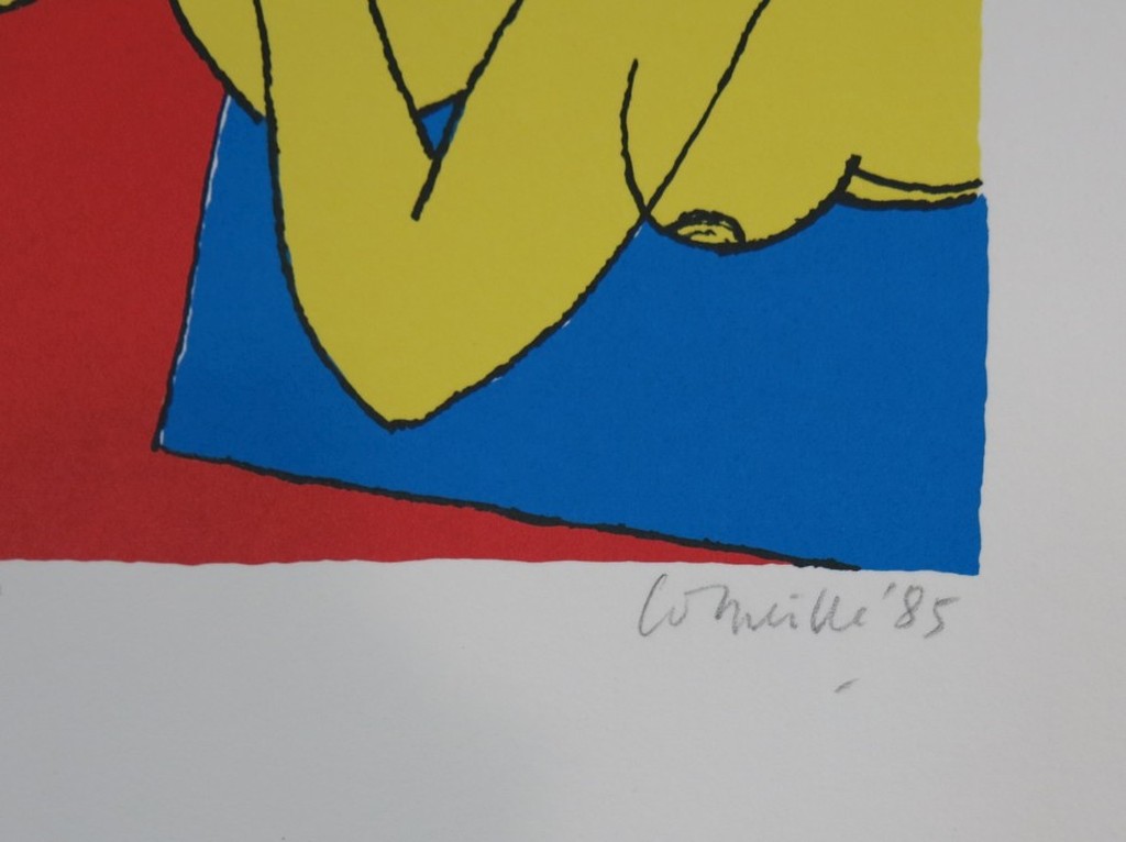 Corneille: Zeefdruk, Z.T. Vrouw en vogel geel kopen? Bied vanaf 70!