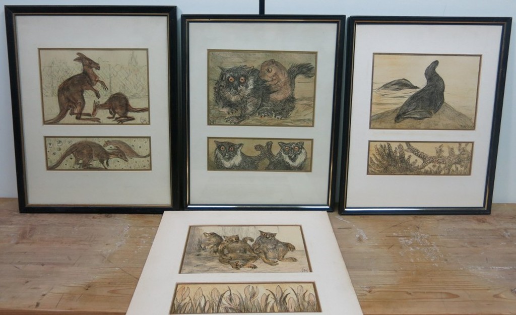 Theo van Hoytema: 8x Litho, Dieren en planten - Deels ingelijst verkocht voor € 40!