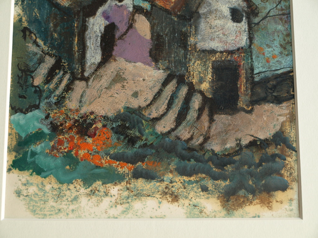 Olieverf op papier – Landschap met huizen – ingelijst – ca 1e helft 20e eeuw kopen? Bied vanaf 1!