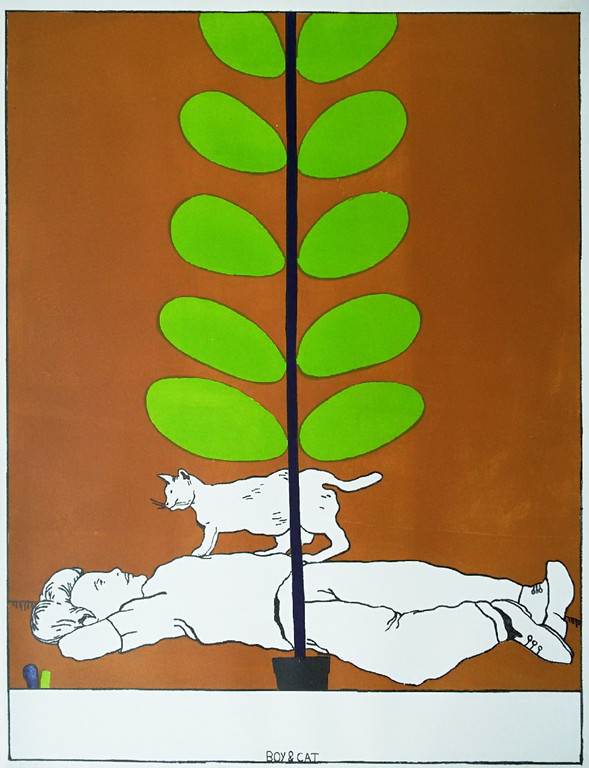 Reinier Lucassen - Boy & Cat, litho verkocht voor € 125!