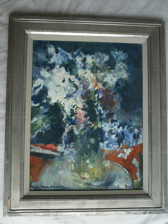 Kees Verwey : Aquarel , Bloemen in gele kan - gesigneerd & ingelijst – 1980 kopen? Bied vanaf 1000!