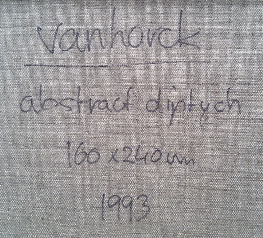 Hans Vanhorck - Abstract tweeluik, olieverf op doek (waanzinnig groot) kopen? Bied vanaf 900!