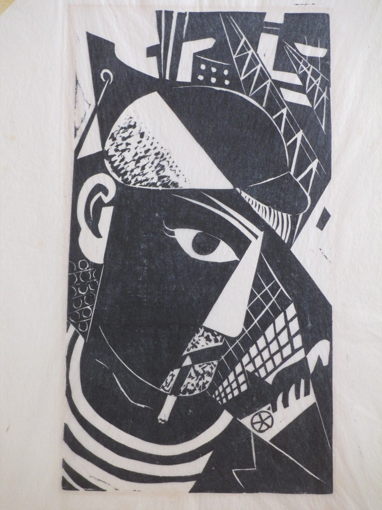 Tinus van Doorn, Havenarbeider, Houtsnede verkocht voor € 55!