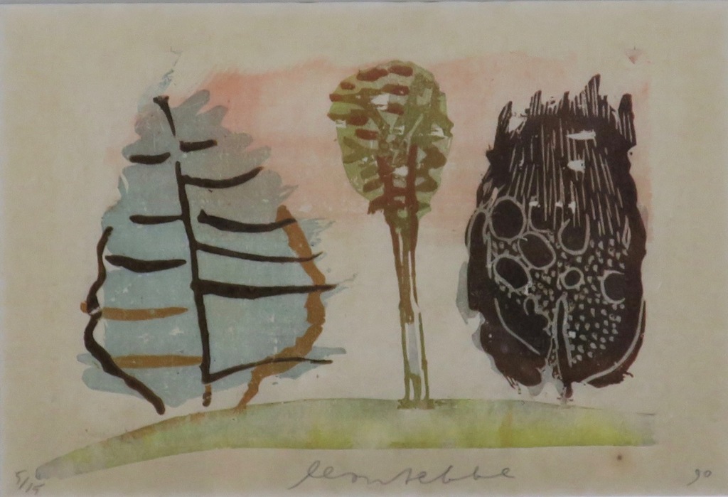 Leon Tebbe: Houtsnede, Struik-boompje-struik - Ingelijst kopen? Bied vanaf 20!