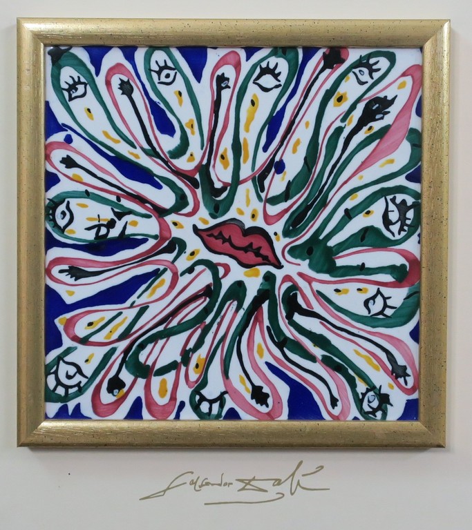 Aardewerk tegel met ontwerp van Salvador Dali, Le Baiser de Feu - Ingelijst kopen? Bied vanaf 100!