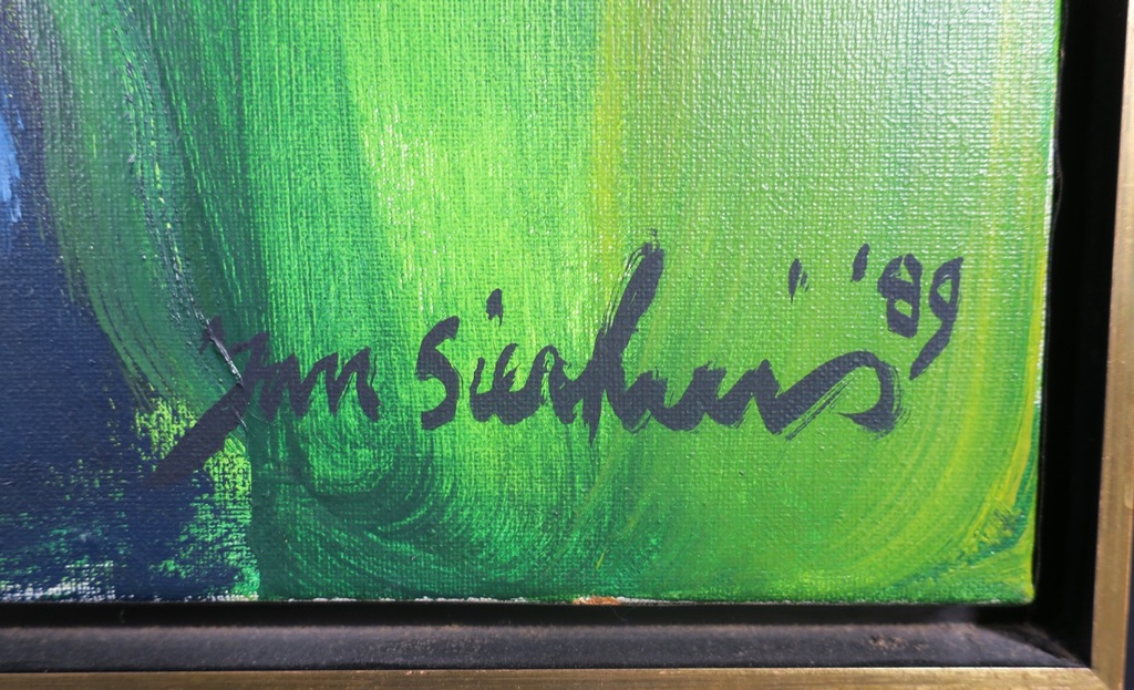 Jan Sierhuis: Olieverf op doek, Tafel in een landschap - Ingelijst (Groot!) kopen? Bied vanaf 1500!