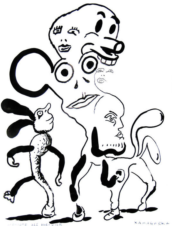 KAMAGURKA grote tekening op papier verkocht voor € 350!