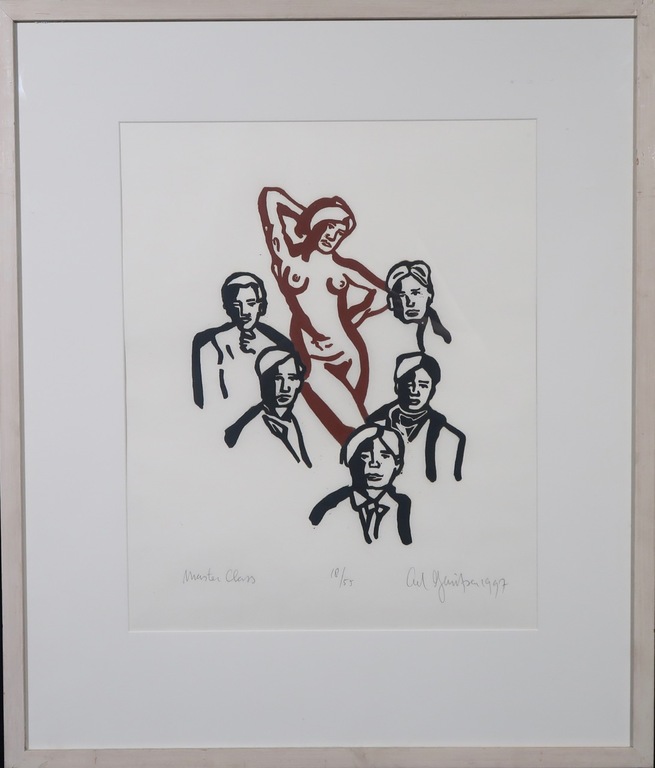 Ad Gerritsen: Lino op Rijstpapier, Master Class - Ingelijst verkocht voor € 55!